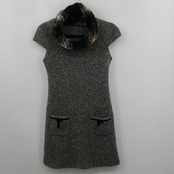 TGM Dress Made in Italy with Faux Fur Collar Size S - Picture 2 of 8